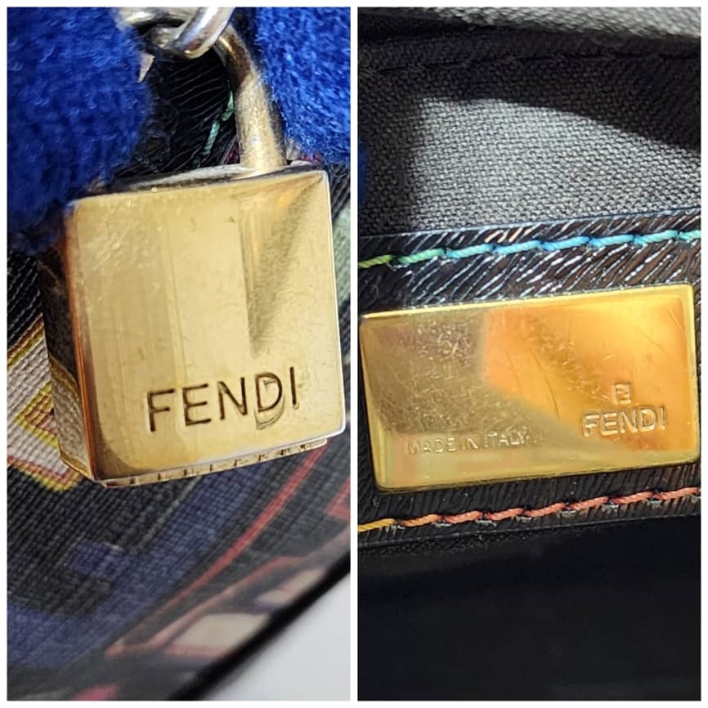 Authentic FENDI Multicolored Coated Canvas Zucca Spalmati Boston Bag - Picture 9 of 16